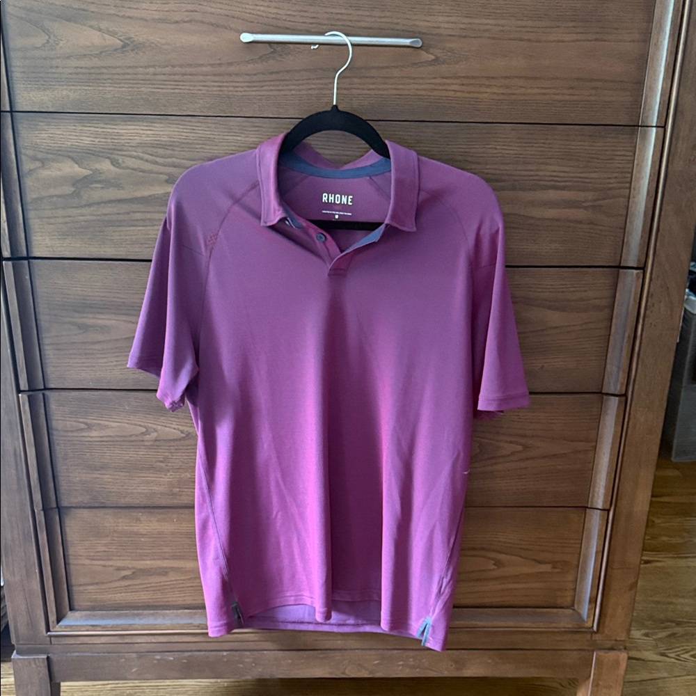RHONE Men's Short-Sleeve Polo in Raspberry